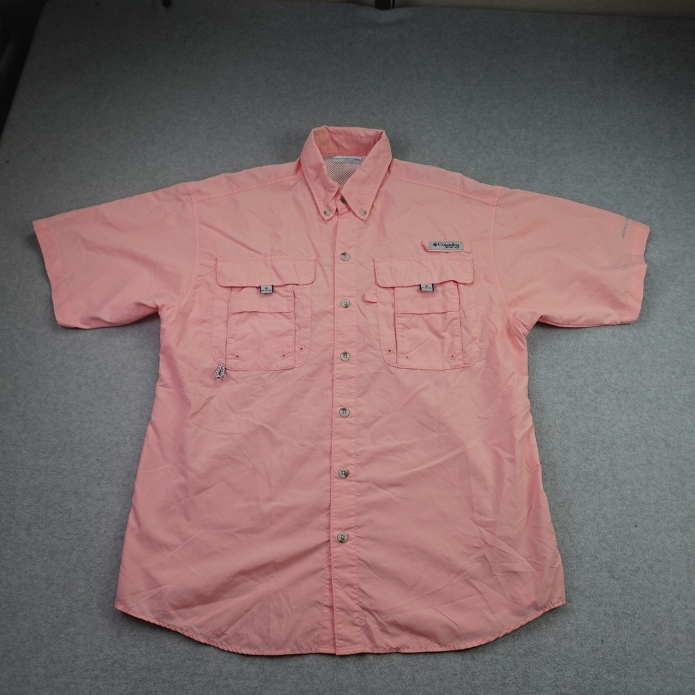 Columbia Shirt Mens XS Coral Pink PFG Bahama II Fishing Short Sleeve